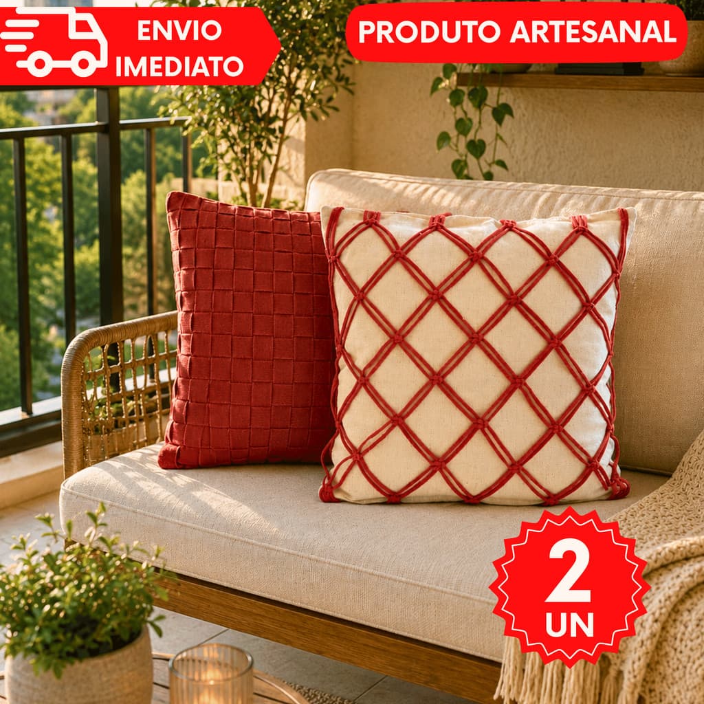 Kit de Capa de Almofada Algodão Bordada Aplicada Decorativa - Escolha Sua Combinação