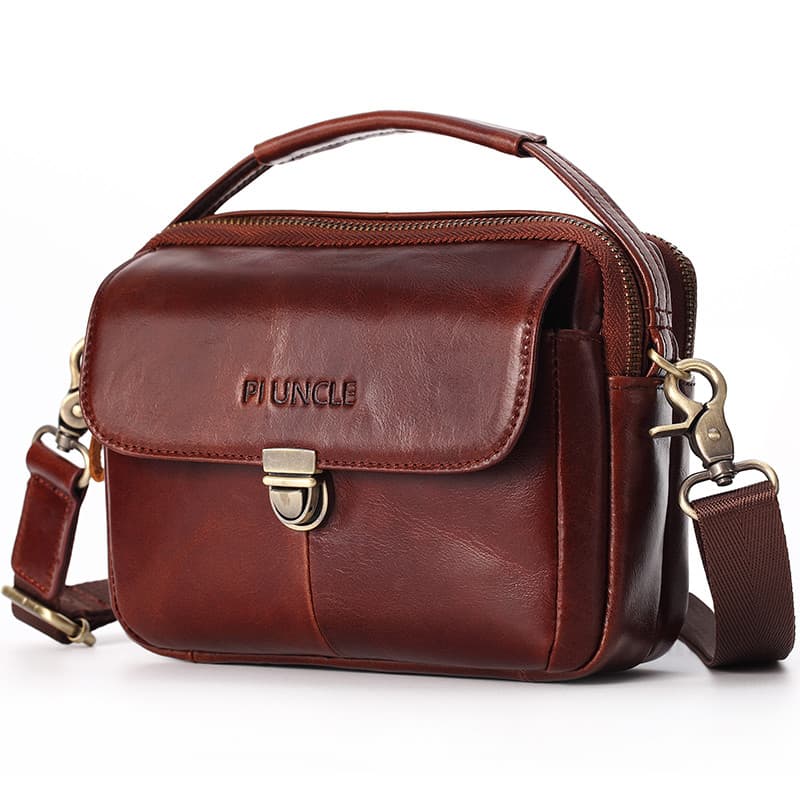 Retro couro puro pequena bolsa de ombro masculina couro genuíno Mini bolsa de ombro saco do mensageiro multifuncional sa