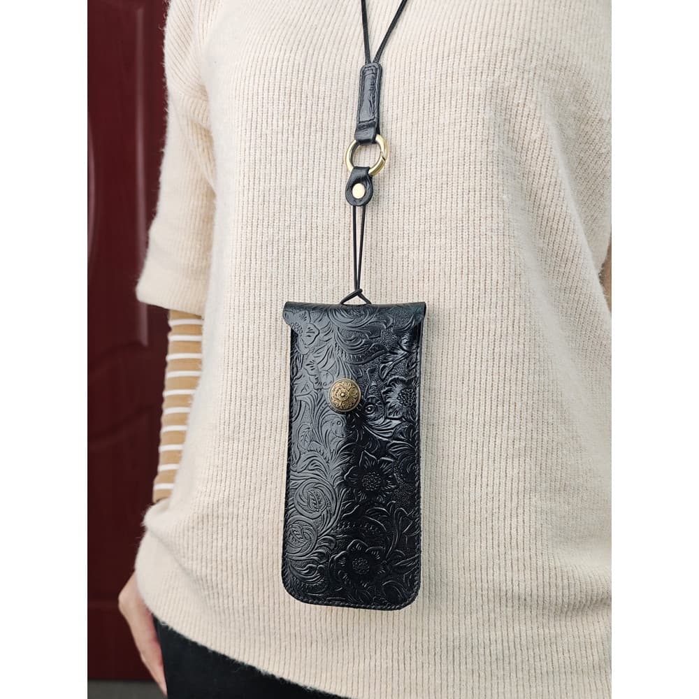 Feito à mão primeira camada de couro óculos saco de armazenamento portátil óculos de sol saco de armazenamento masculino