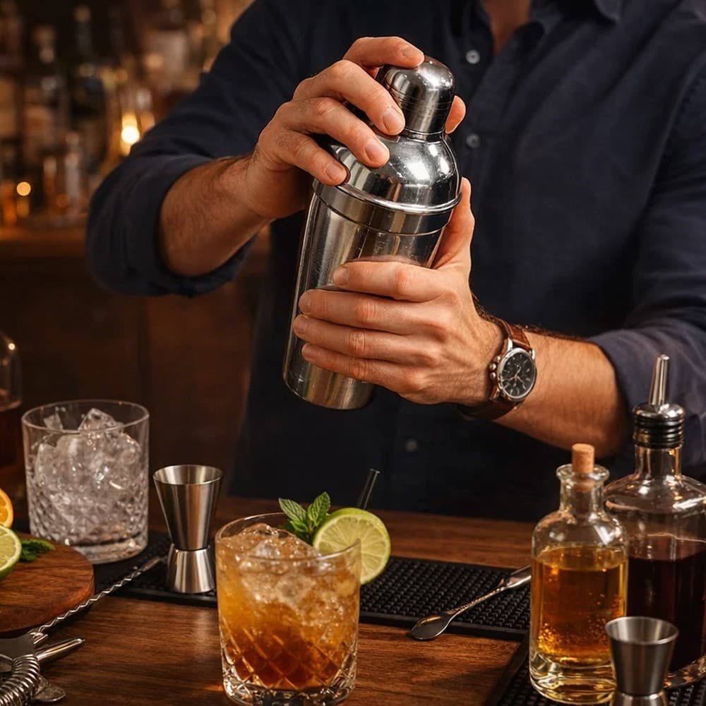 Coqueteleira Inox 500ml Bartender Profissional Misturador Drinks Bebidas