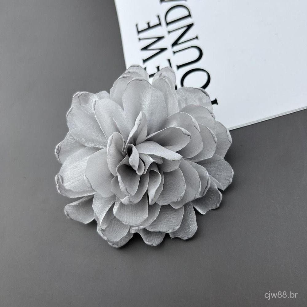 Broche de flor grande, broche de colarinho multicamadas feito à mão, acessório de joalheria em tecido, colar, brincos