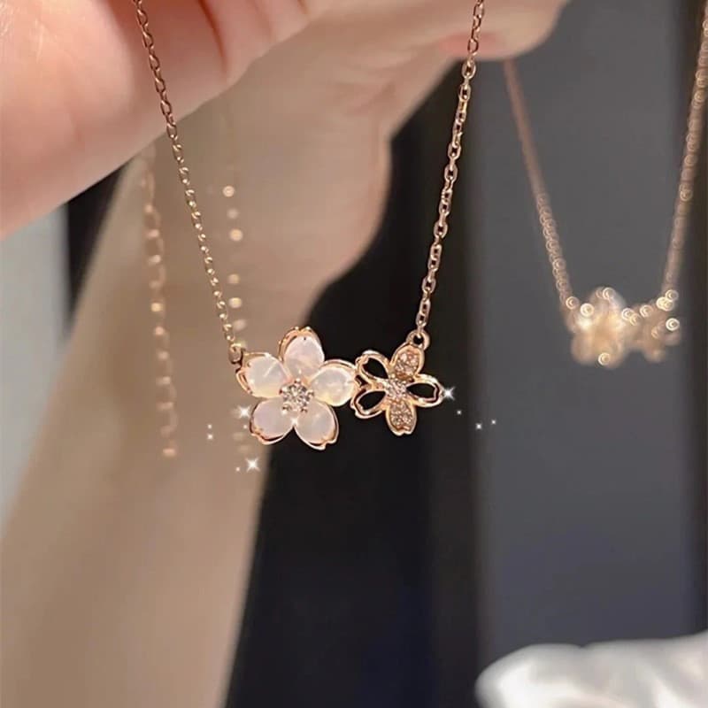 Colar feminino Super fada flor de cerejeira, corrente de clavícula para meninas e * - *** -- * && ** && - * && - ** - **