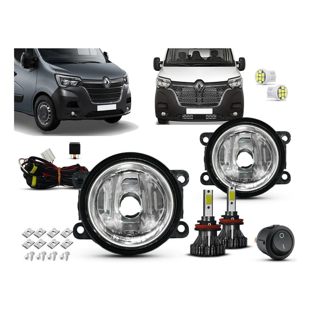Kit Farol Auxiliar Renault Master 2023 2024 2025 Com Led