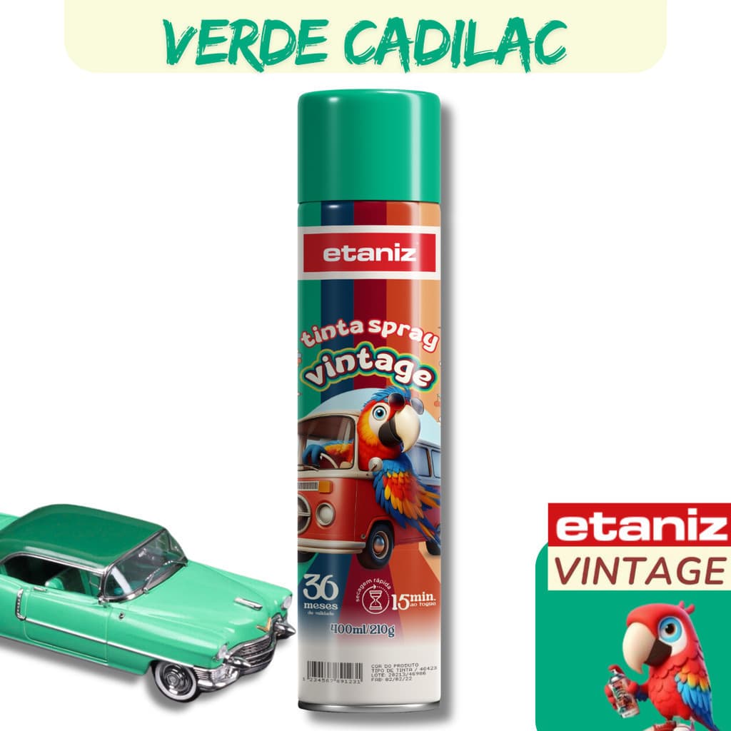 TINTA SPRAY VINTAGE VERDE CADILAC 210G/400ML ETANIZ 6696 B