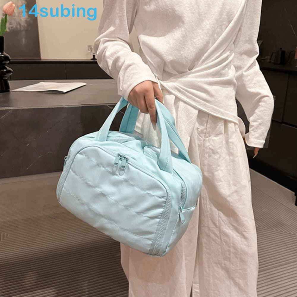 SUBING Bolsa De Higiene Portátil , Cosmética De Algodão De Grande Capacidade De Cor Sólida Impressa Para Kit De Maquiage