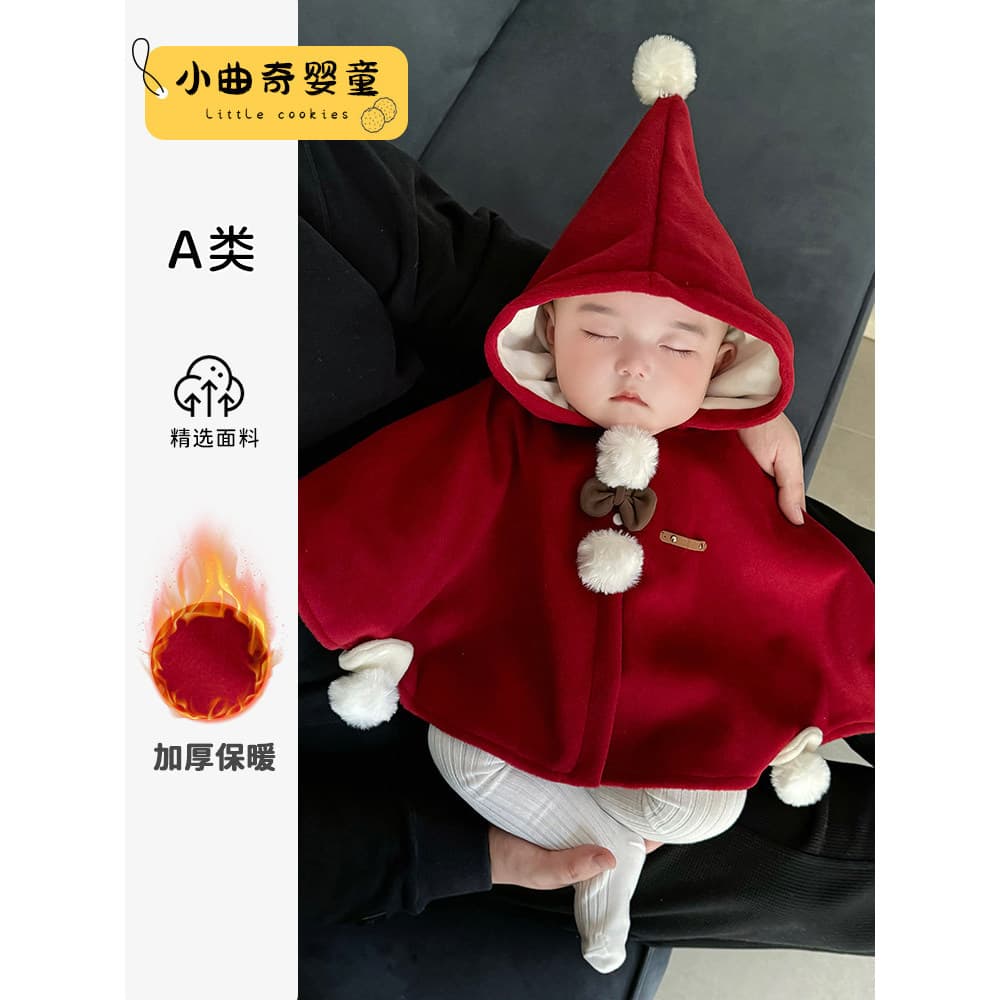 Bebê outono inverno roupas forro de lã manto estilo ocidental jaqueta com capuz bebê inverno Outing roupas Super bonito
