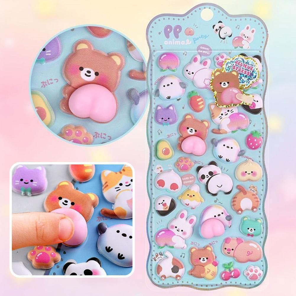 Desenhos Animados 3d Pêssego Panda Adesivo Estereoscópico Animais Bonitos Aliviar Adesivos Diy Recompensa J2h3