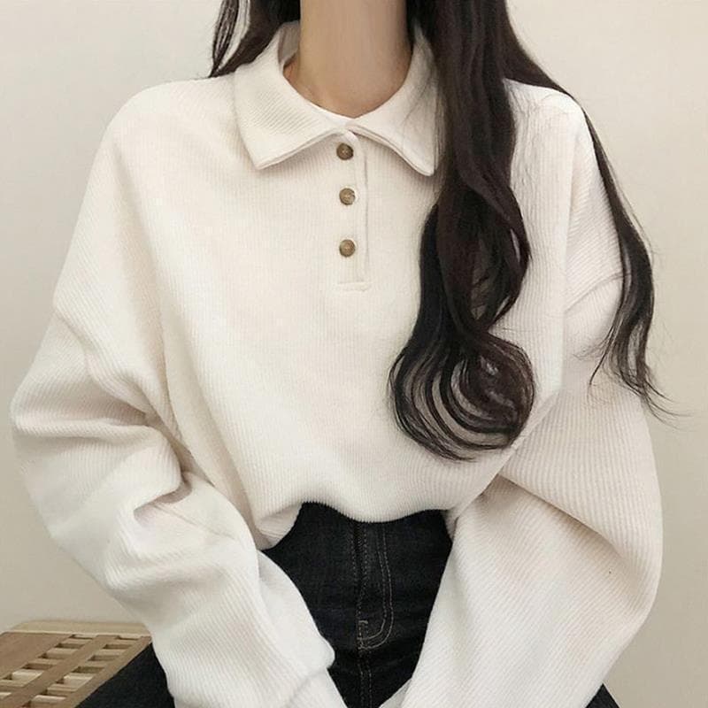 Y início do outono novo estilo feminino fino moletom feminino gola POLO manga comprida camiseta fornecimento exclusivo c