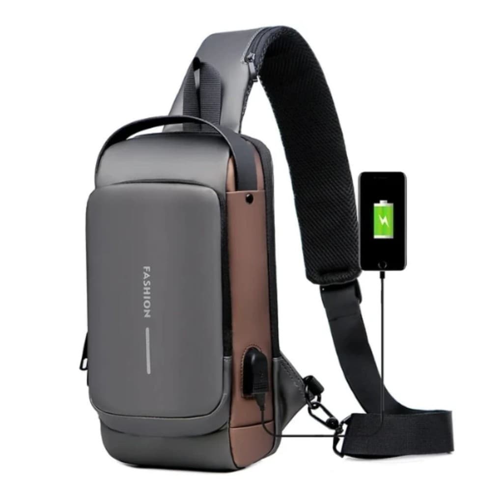 MODIVA Bolsa Masculina de Ombro à Prova d’Água com Interface USB e Fechadura com Código