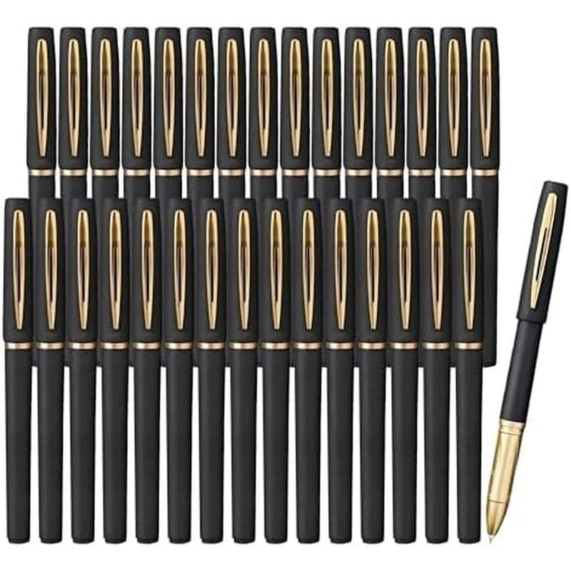 30 Canetas Do Gel Dos Pces Pretas Da Escrita Lisas Ponto Fino , Rollerball Tinta 0.7mm Para O Escritório A Escola , Volt