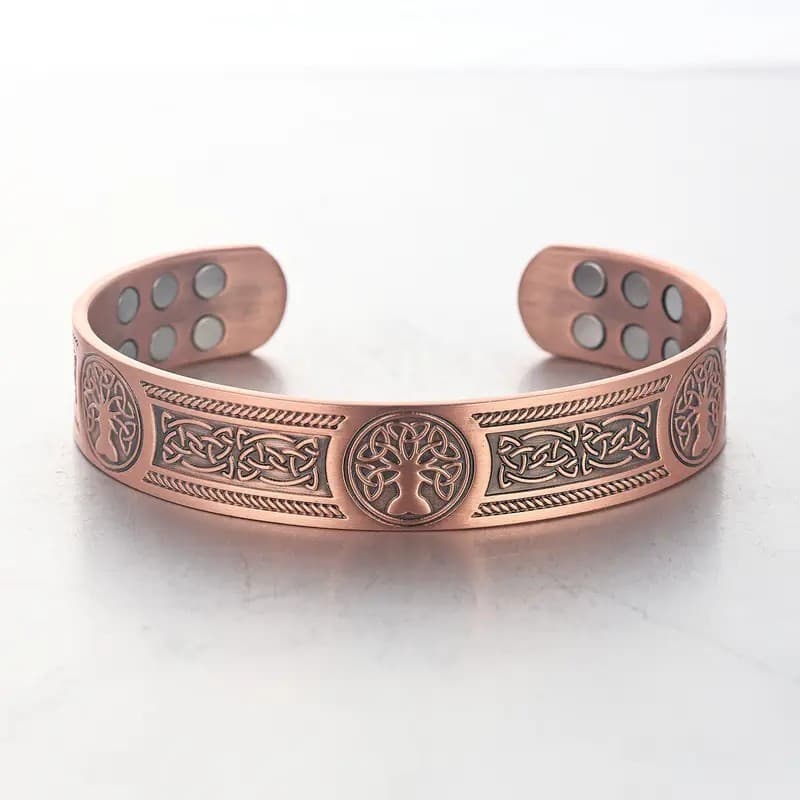 Novo modelo de pulseira aberta masculina com doze ímãs, estilo retrô e elegante.