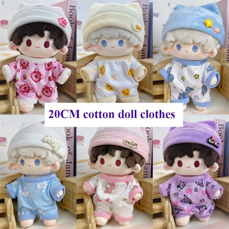 20cm Algodão Boneca Roupas Dos Desenhos Animados Impresso Pijamas Casual Hoodie Mudando Acessórios