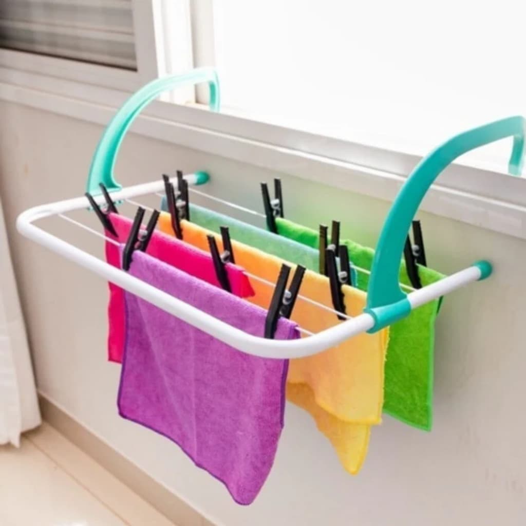 Kit 2 Varal Portátil Para Janela Parede Retrátil Para Apartamento Secador De Roupas - 50x33CM