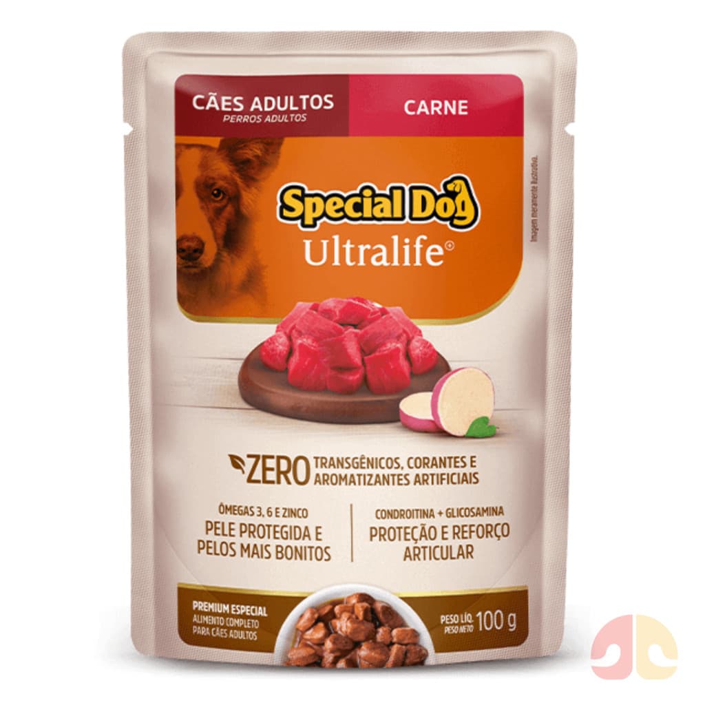 Kit com 12 Sachê Special Dog Cães Adultos 100gr Sabor Carne
