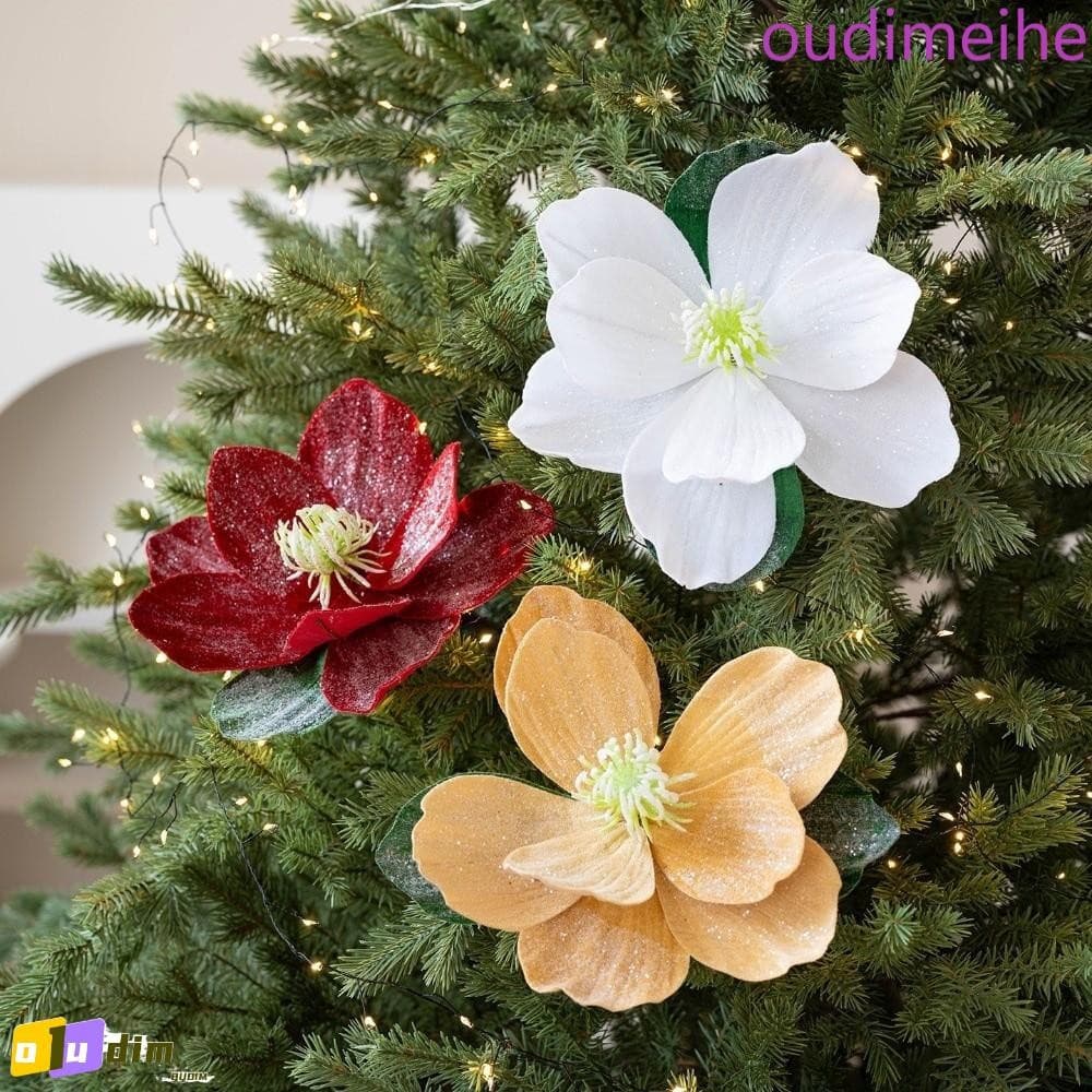 Flor De Natal Artificial OUDIMEIHE , Lótus Realista De 25 Cm , Poinsétia Brilhante