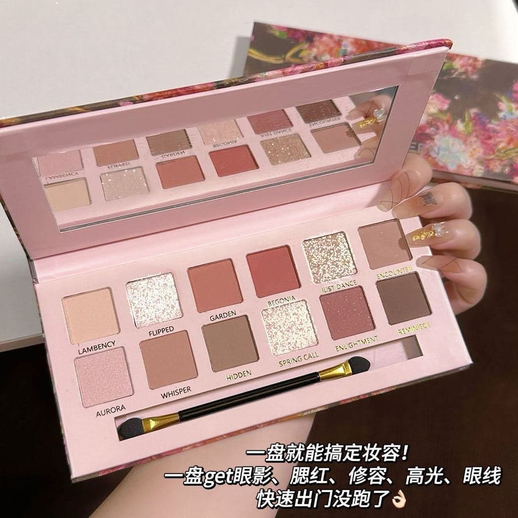 Cor Begônia Flor Pintura a Óleo Rosa Marrom Paleta de Sombras Fosco Perolado Fino Piscando Cor da Terra Paleta de Sombra