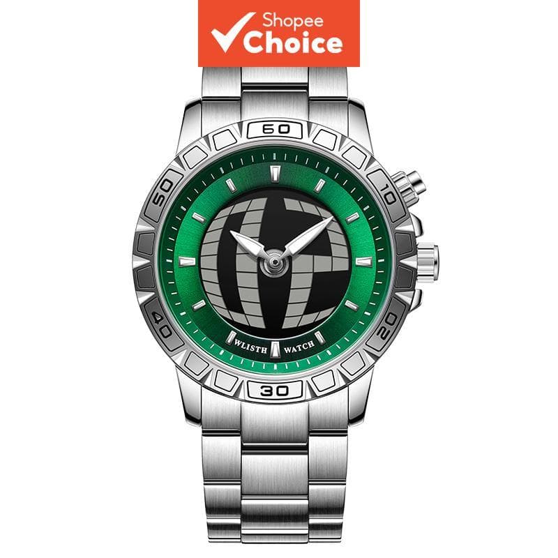 Wlisth Masculino Cronógrafo Relógio De Quartzo Verde Verificador Mostrador Cronômetro Pulseira De Aço Inoxidável À Prova