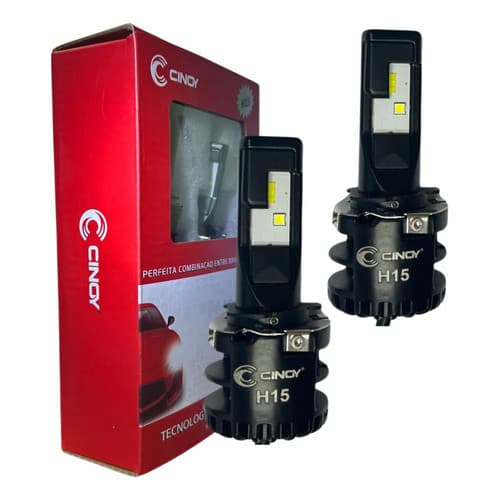 Kit Lâmpadas Super Led Plus Cinoy H15 6000 Lumens 12v/24v  H15 Branco Branco-frio