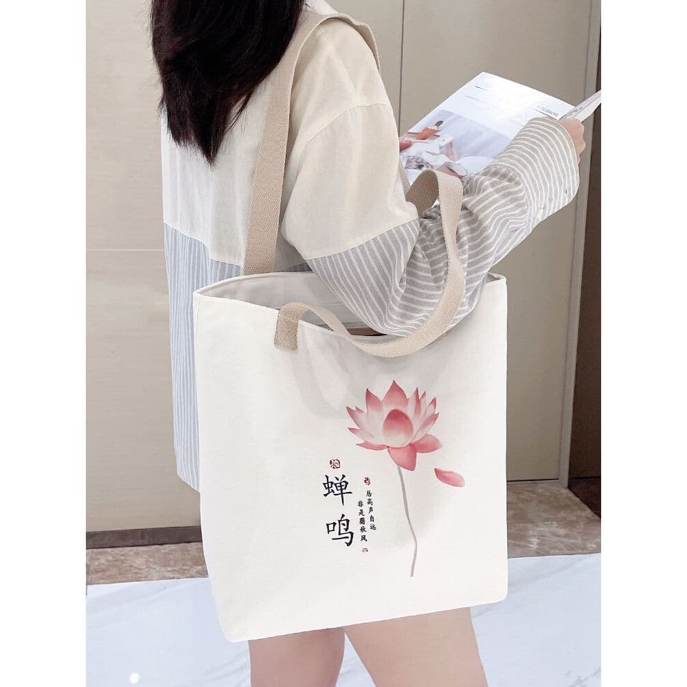 Bolsa de lona feminina de grande capacidade classe estudante 2026 novo estilo sacola transportar livro pano saco trabalh