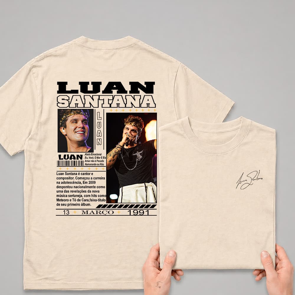 Camiseta Cantor Luan Santana Biografia Sertanejo Camisa Unissex Algodão 30.1 Premium Envio Imediato.