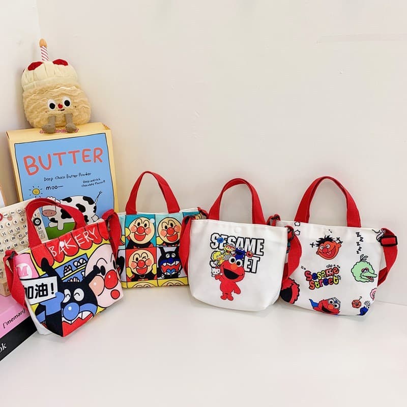 Novo estilo bolsa infantil na moda versão coreana dos desenhos animados lona portátil bolsa de ombro moda jardim de infâ