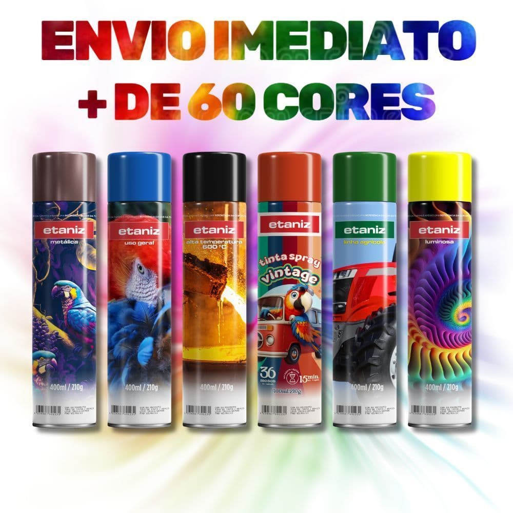 Tinta Sprays de uso geral todas as cores 400ml - Etaniz - Envio Imediato