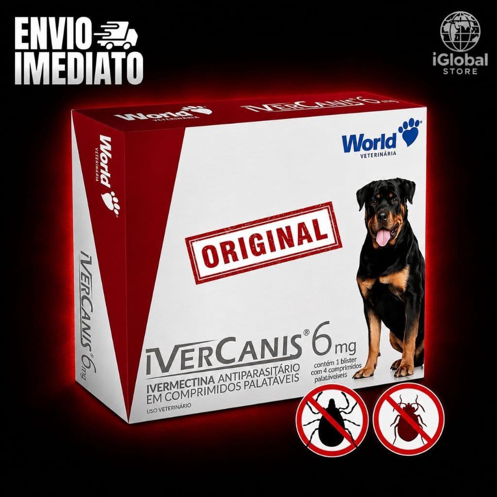 IverCanis 6mg para Cães de 30Kg - Blíster 4 Comprimidos - Remedio para Carrapato, Pulgas e Sarna