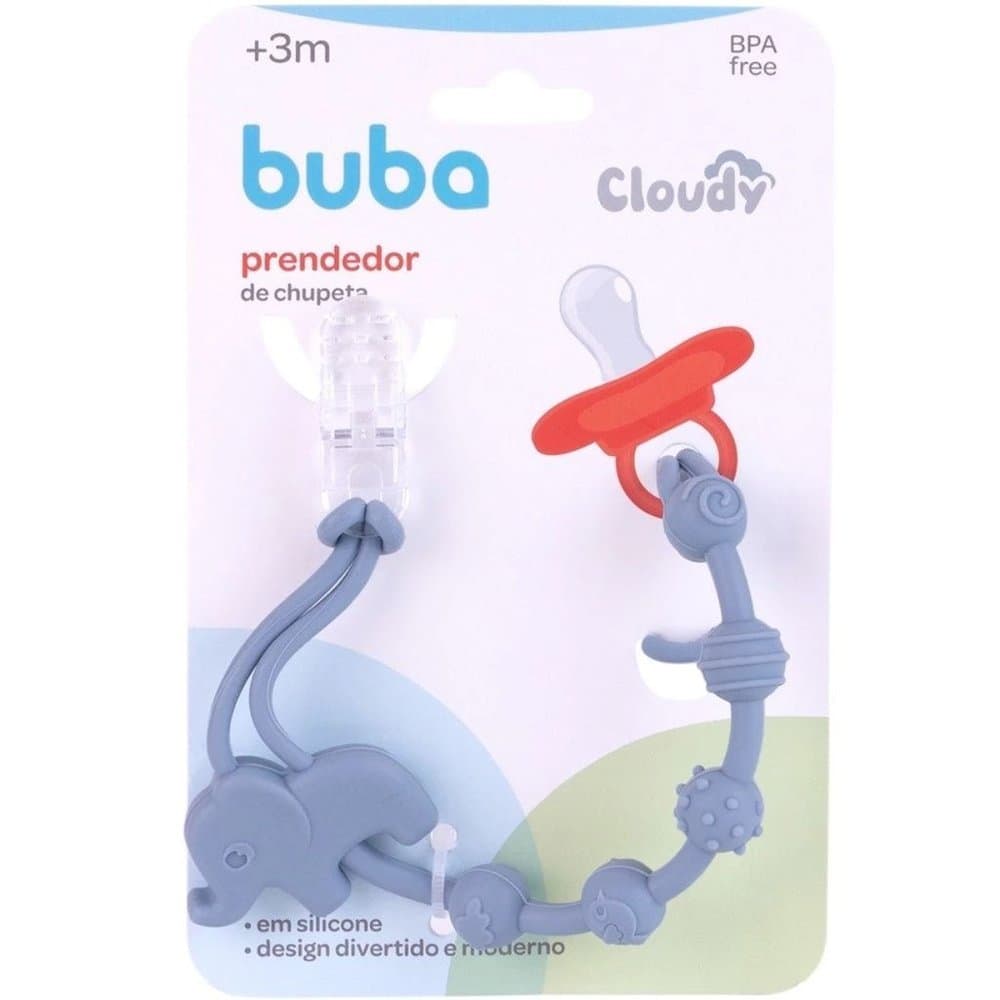 Prendedor De Chupeta Mordedor Silicone Cloudy Buba Bpa Free