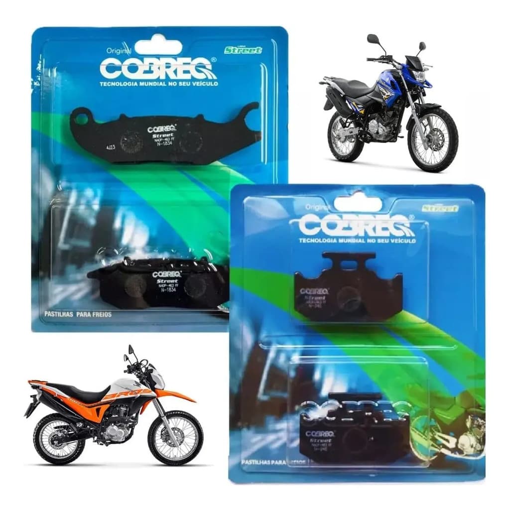 Kit Par Pastilhas Freio Cobreq Yamaha Crosser 150 ABS dianteira traseira N-1834 N-946 2019 a 2026