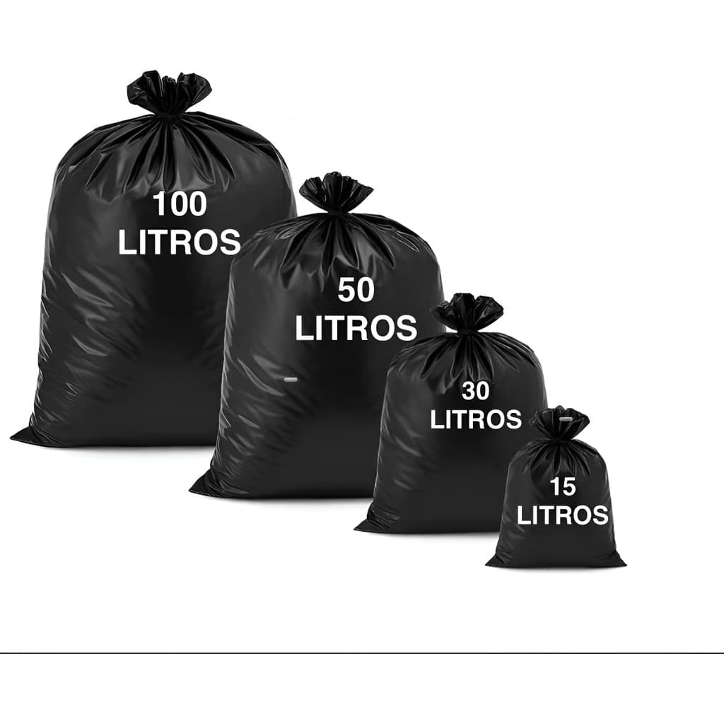 Saco Lixo 15 30 50 100 Litros Resistente Preto