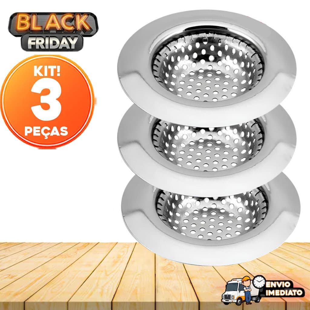Kit 3 Ralos Inox 7cm - Acessório Prático e Funcional para Pia e Banheiro | Envio Imediato leve