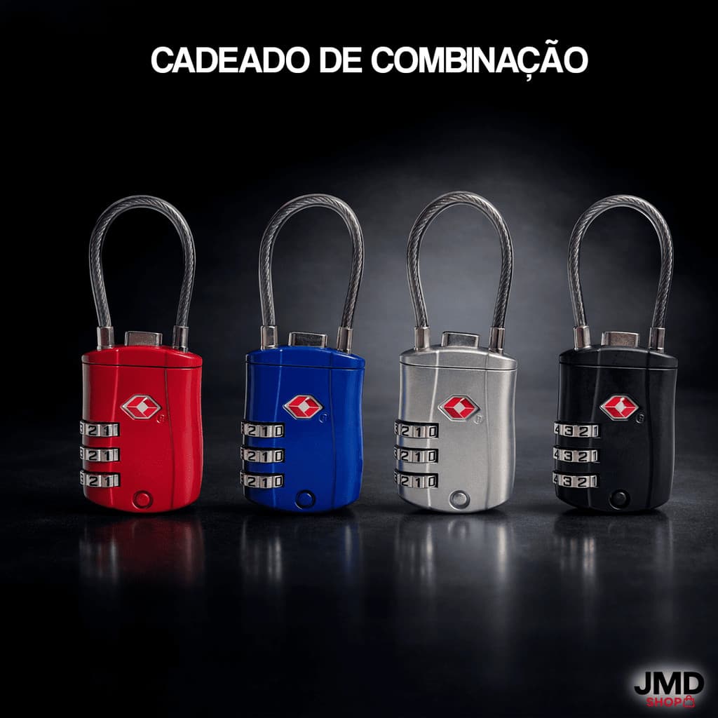 Cadeado TSA com Cabo de Aço e Senha para Malas de Viagem