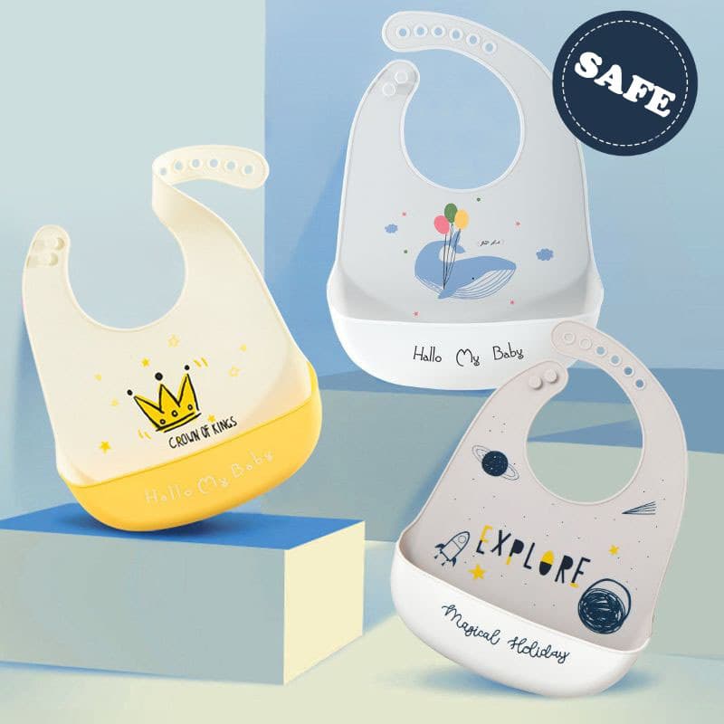 Babador de Silicone de qualidade alimentar, bolso para comida de bebê, babador de saliva à prova d'água, Anti-sujeira, b
