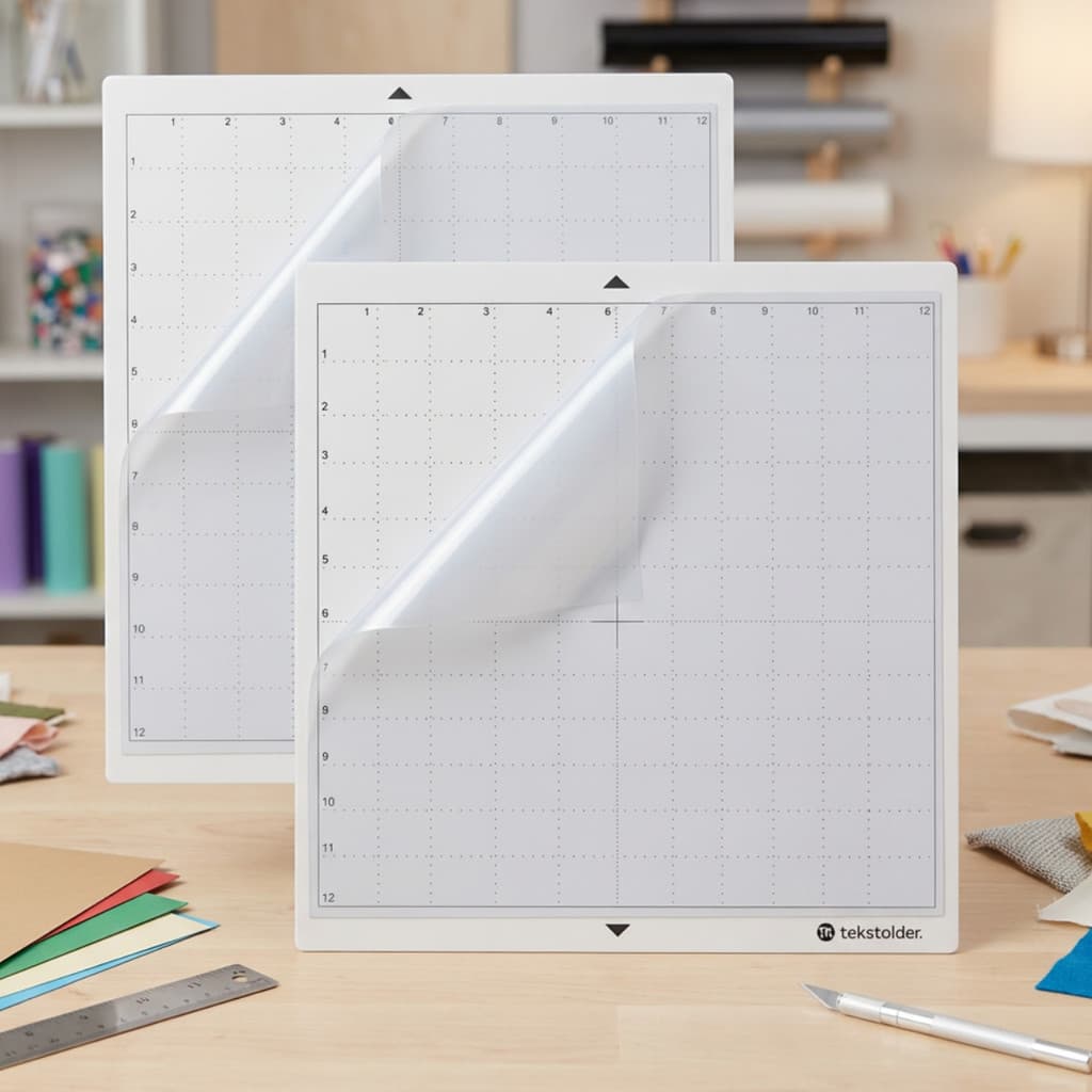 Kit 2 Tapetes De Corte Tekstolder 30x30 Para Silhouette Cameo Com Cola Média Fixação