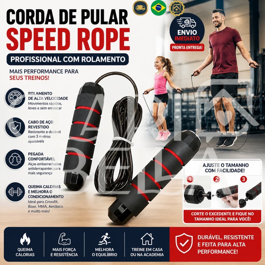 Corda De Pular Crossfit Speed Rope Profissional Rolamento Aço Ajustável Fitness