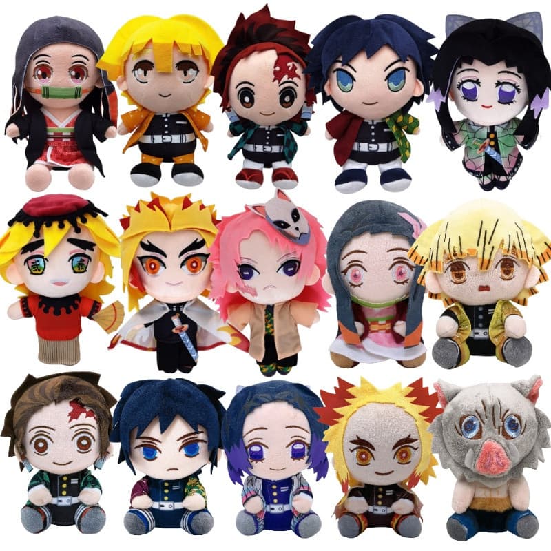 Bonecos de Pelúcia de 20cm do Anime Demon Slayer, Kamado Tanjirou, Zenitsu, Inosuke, Kamado Nezuko, Brinquedos de Pelúci