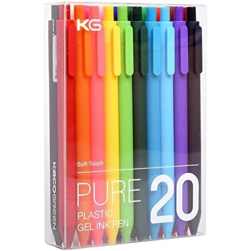 Canetas De Gel Coloridas Kaco PURE 0.5 Mm 20 Peças Conjunto Colorido Tinta Multicolorida Ponto Fino Conforto Aderência S