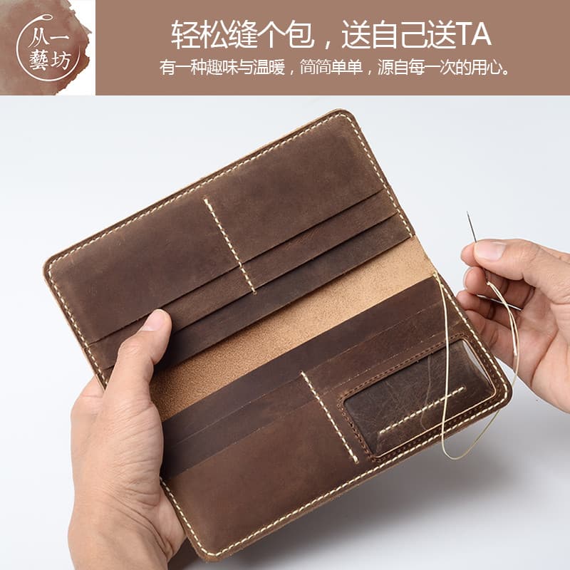 Crazy Horse Couro Retro Multi-cartão Longo Bolsa para Celular Homens Mulheres Carteira de Couro Genuíno Carteira Costura