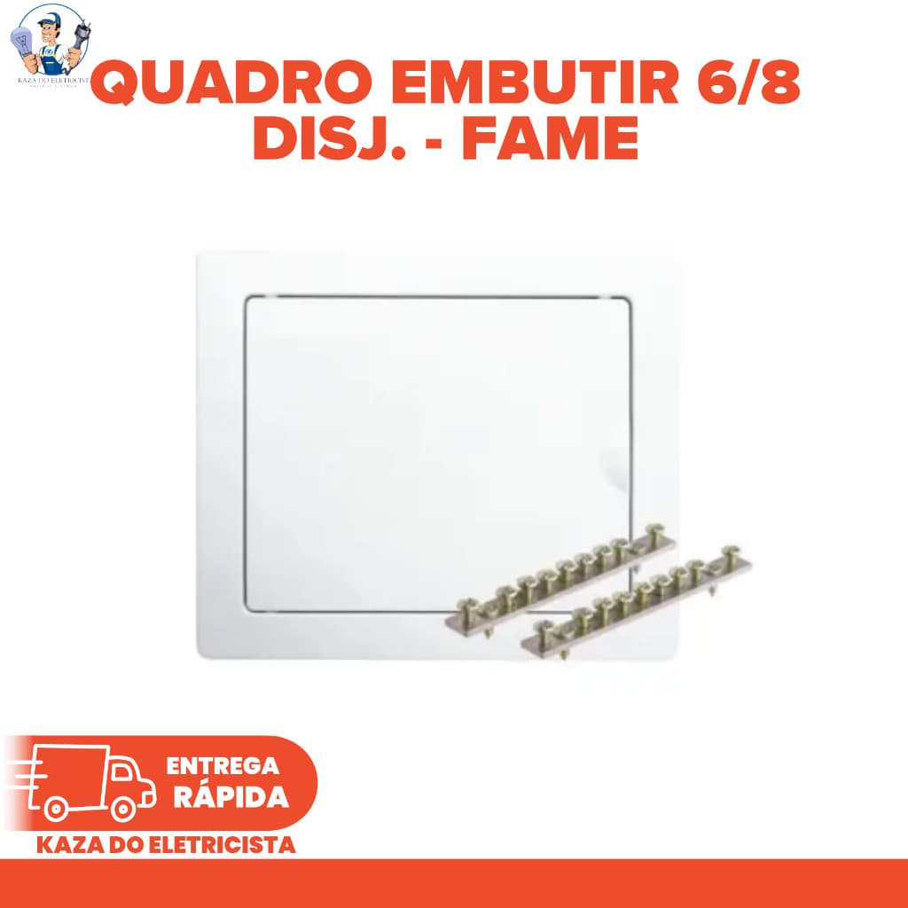 Quadro de Distribuição Embutir 6/8 Disjuntores Com Barramento FAME