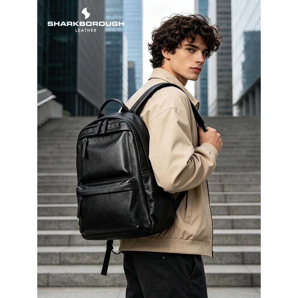 Mochila masculina mochila de couro genuíno viagem de negócios Commuter grande capacidade computador mochila negócios laz