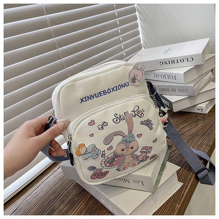 Influencer Xingdailu mensageiro pequeno saco feminino 2025 novo estilo japonês coreano fresco estudante lanches mudança