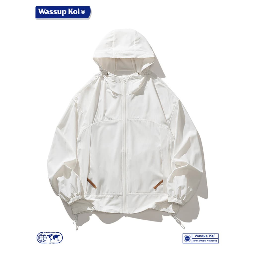 WASSUP KOI Ice Sensation Protetor Solar Roupas Masculinas Verão Leve Respirável Com Capuz Estilo Funcional Jaqueta Manga