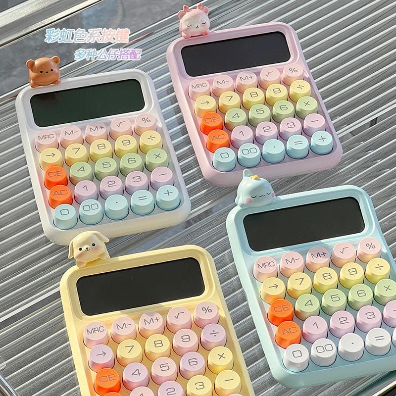 Calculadora colorida dopamina estudantes universitários bonito teclado flexível calculadora contabilidade financeira inf