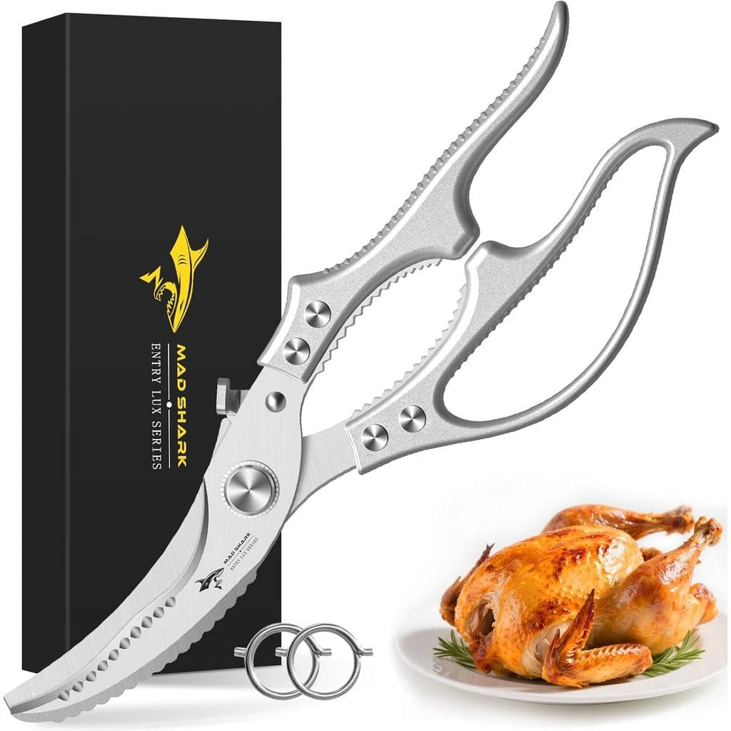 Tesoura de Cozinha MADSHARK Heavy Duty para Aves, com Cabo Antiderrapante e Trava de Segurança, Tesoura Multiuso para Av
