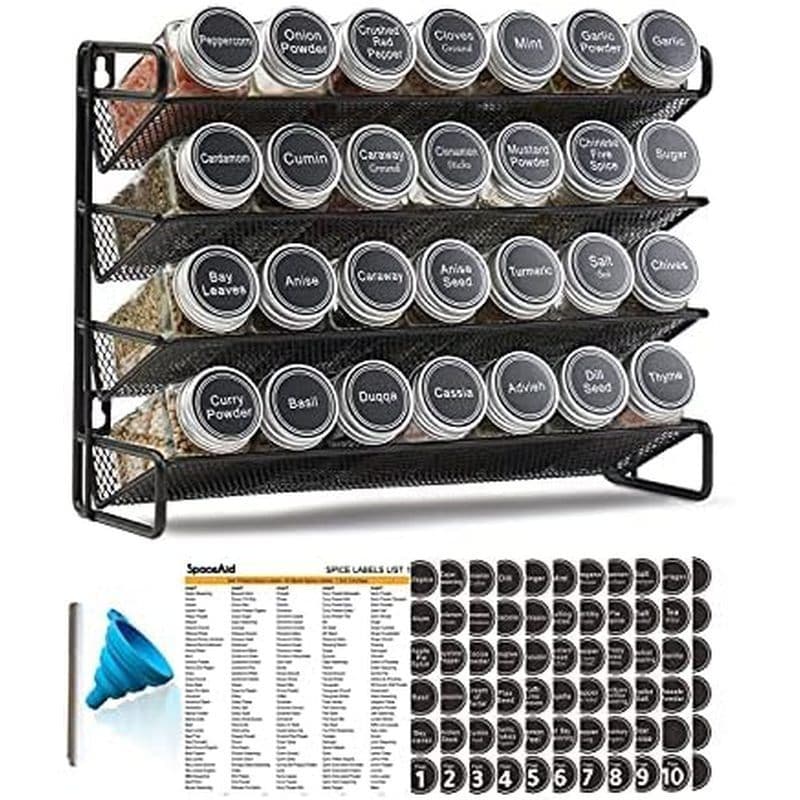 Especiarias De Parede De Funil Para Etiquetas De Portas , Armário De SpaceAid 28-13.4 " Giz 386 Potes , Montagem E Despe