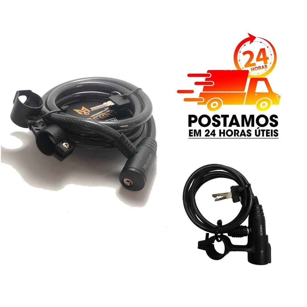 CADEADO CORRENTE TRAVA BICICLETA CHAVE AÇO BIKE E MOTO ( MEDIDAS: 4,5 x 12 x 1500MM ) - MTOSIRLOCK