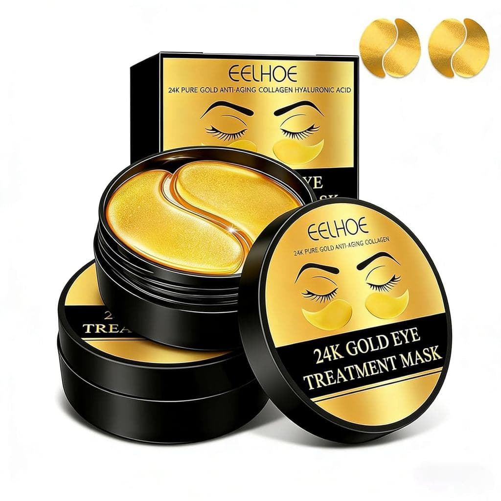 120Pcs24KGoldUnderEyePatches,60PairsUnderEyeMasks,GelEyePadscare,PuffyEyesandDarkCircles–CollagenInfusedHydrogelEyeMaskf