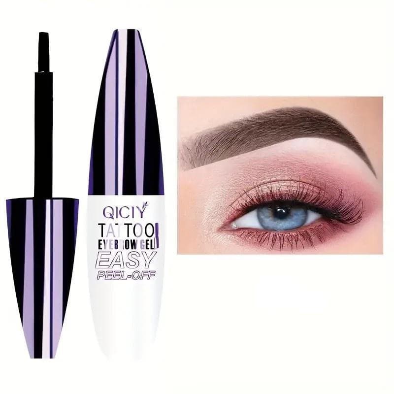 Easy Peel-Off Eyebrow Gel-Waterproof &Sweatproof, Long-Lasting Black or Brown TattooTint, Film Forming, Medium Coverage