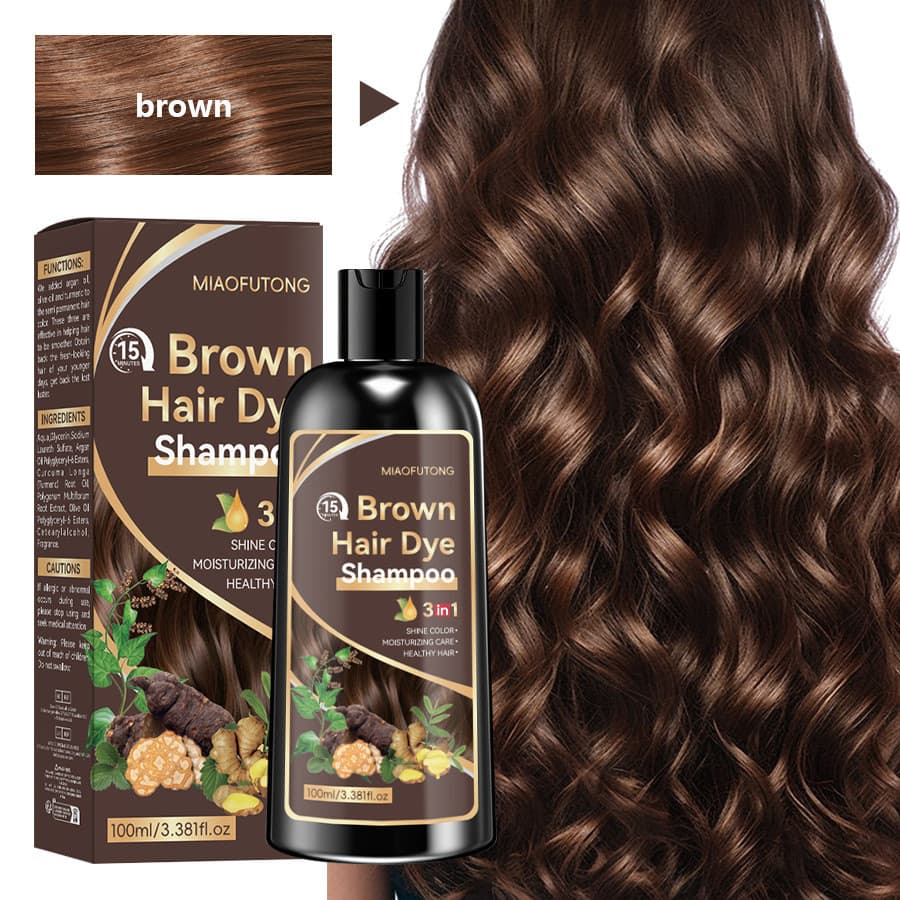 Gengibre He Shou Wu Ginseng 3 Em 1 Shampoo Castanha Marrom Preto Cobrindo Tingimento De Cabelo Branco E Controle De Óleo