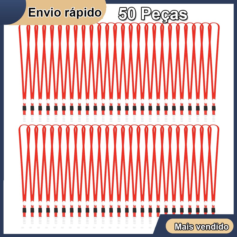 50pçs Vermelho Cordão para porta-cartão de identificação cordão durável para porta-crachá de identificação